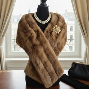 Vintage Honey Mink Fur Stole Paquet Quebec Mid-Century Glamour